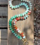 Mint Choc Chip Hand Knotted Beaded Gemstone Necklace