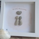 Happy Anniversary Love Pebble Art Frame, Unique Couple Gift, Handmade Stone Art
