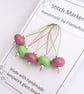 Lampwork Stitch Markers - Wicked Pinks and Greens - Image 2