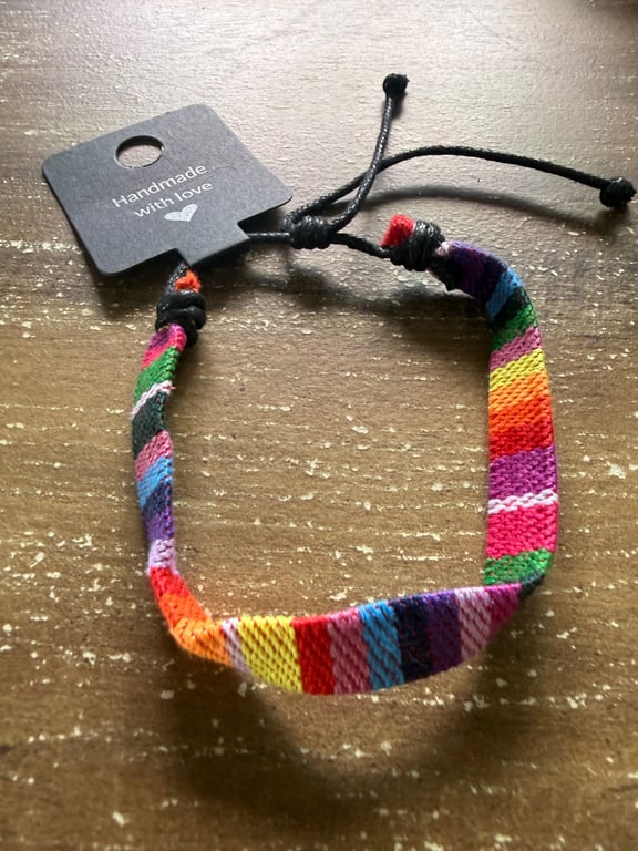 Handmade Rainbow Woven Adjustable Friendship Bracelet