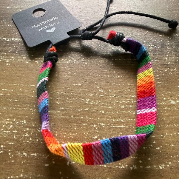 Handmade Rainbow Woven Adjustable Friendship Bracelet