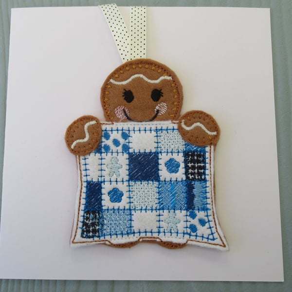 Patchwork Quilter Hanging Decoration Keepsake Gift Card