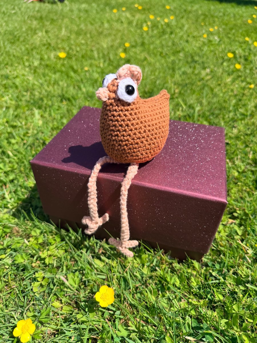 Handmade Crochet Goofy Chicken - Cotton Farmhouse Decor - Cute Chicken Ornament