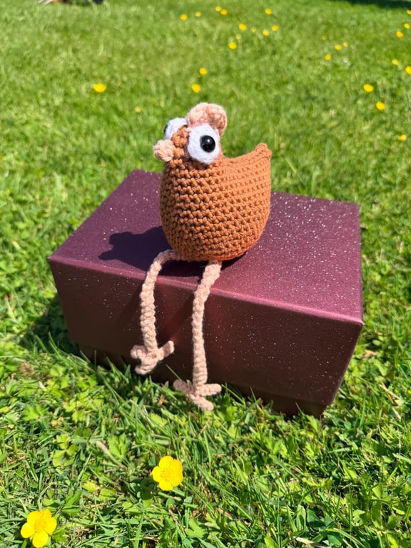 Handmade Crochet Goofy Chicken - Cotton Farmhouse Decor - Cute Chicken Ornament