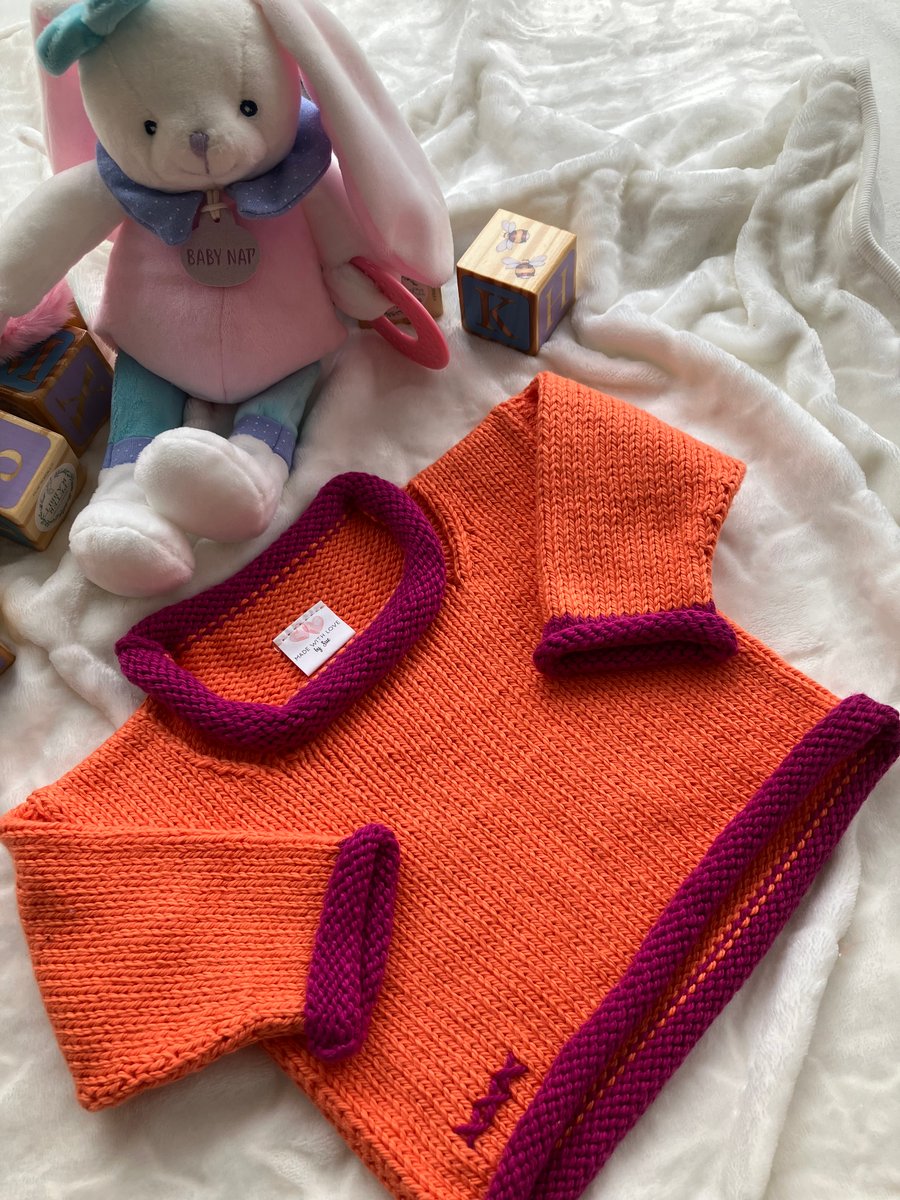 Hand-knitted ‘Georgie’ Baby Girl’s Jumper (0-3 months)