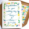 Personalised calligraphy wildflower congratulations wedding card