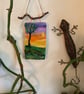 Needle felted sunset tree wall hanging 