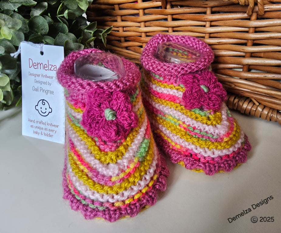 Baby Girl's Booties-Slippers  6 - 12 months size
