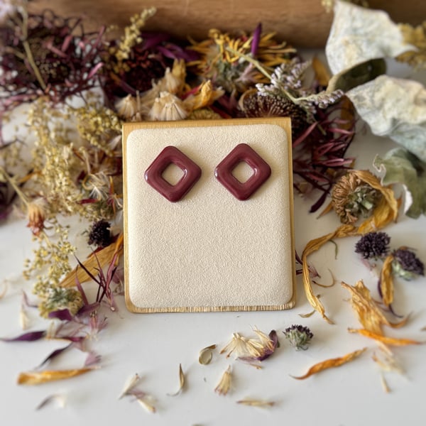 Raven Burgundy Autumn Diamond Studs