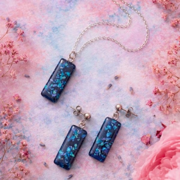 Handmade Purple Galaxy Resin Jewellery Set