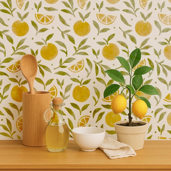 Citrus Fruit Stencil - Reusable Stencil for Walls, Furniture & Painting Crafts