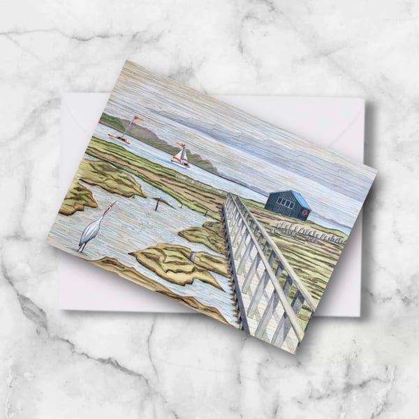 Newtown Creek Nature Reserve, Isle of Wight Art Print Greetings Card