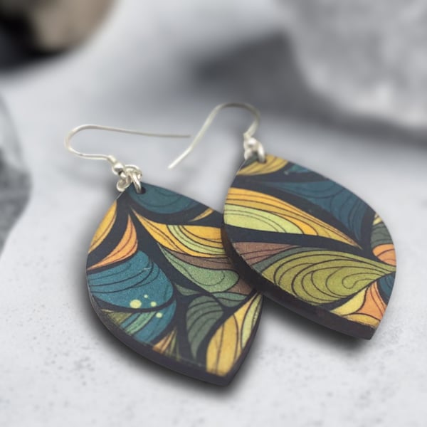 Handcrafted Wooden Leaf Earrings with Organic Leaf Pattern - Inspired by Nature