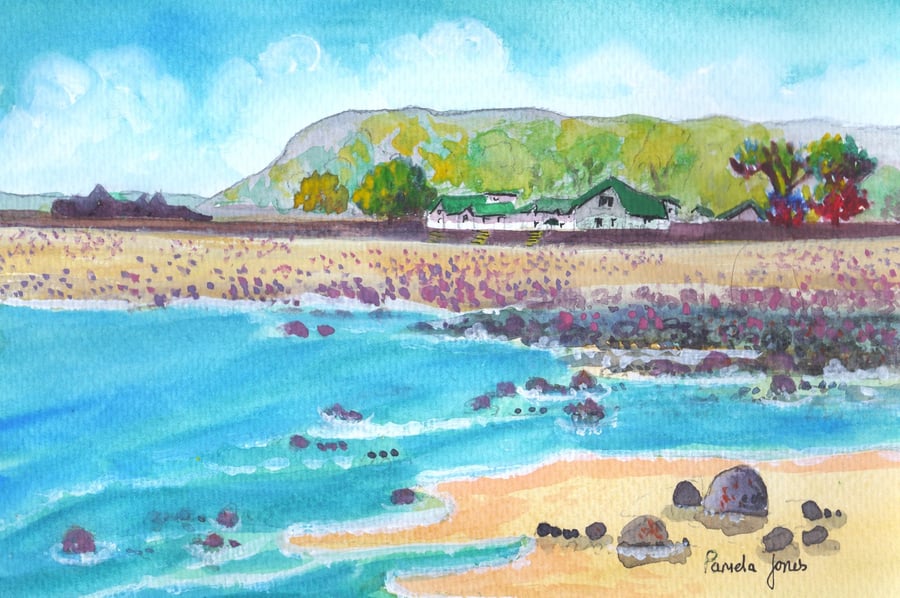 The Salt House, Port Eynon Bay, Gower, Original Watercolour in 14 x 11 Mount