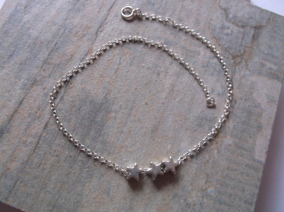 Sterling Silver Stars Anklet 10.5 inches