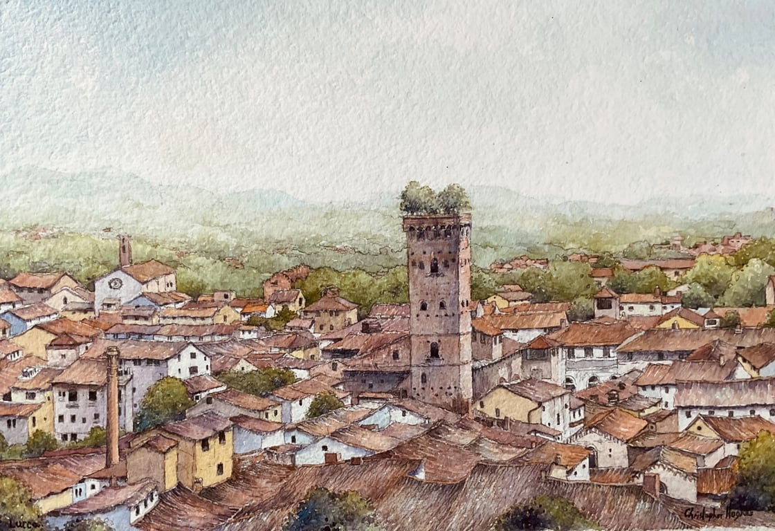 Lucca . Tuscany . Original framed watercolour 