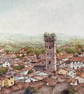 Lucca . Tuscany . Original framed watercolour 