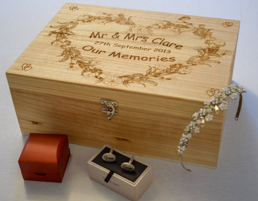 Wooden Wedding Memory Box - Personalised and Engraved