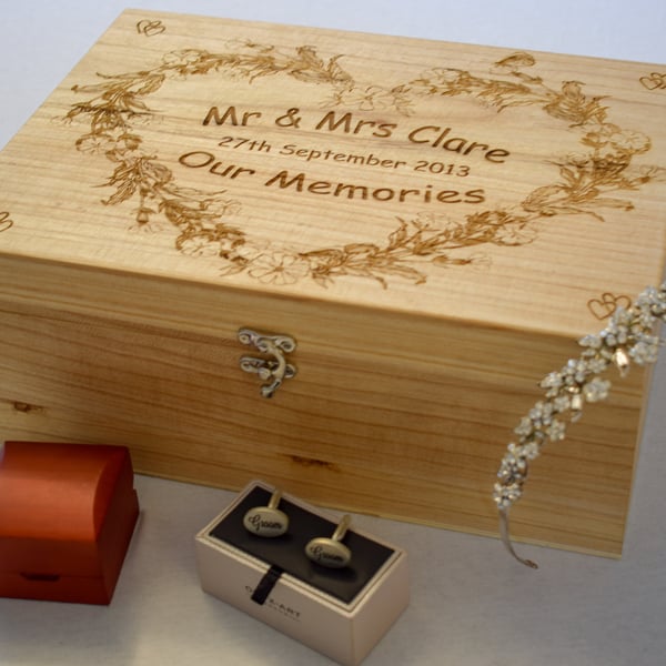 Wooden Wedding Memory Box - Personalised and Engraved