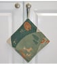 Bear Pot Holder Oven Grab Pad Kitchen Mat Deer Fox Chef's Pad Green and Brown - Image 4
