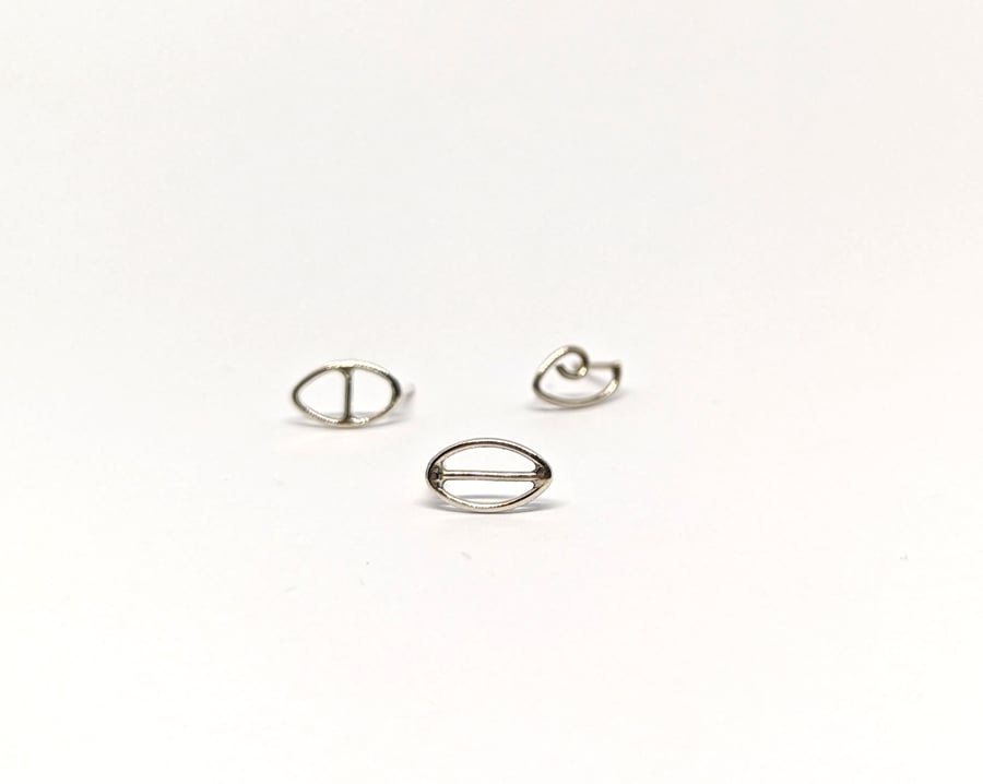 'Leaf' Studs (Mismatched Trio)