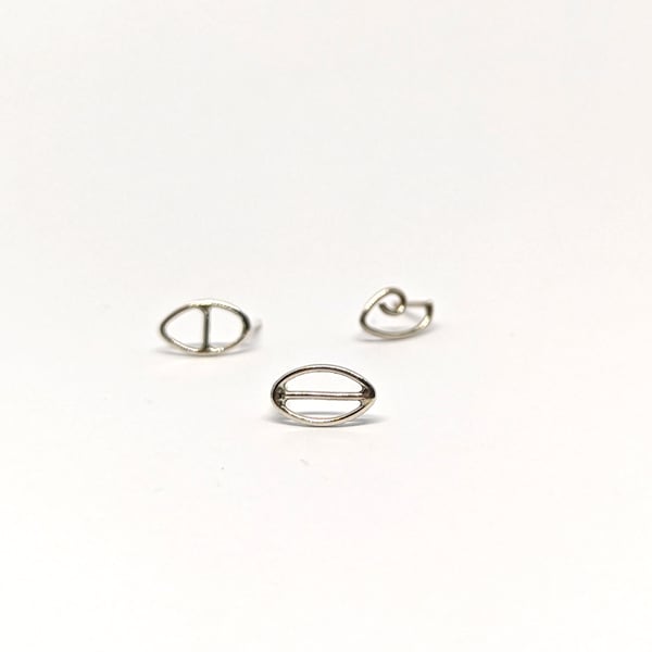 'Leaf' Studs (Mismatched Trio)