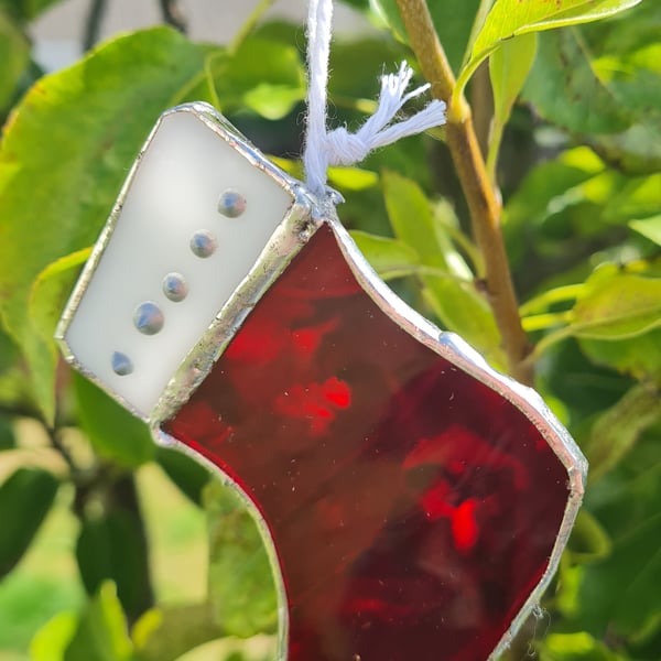 Stained Glass Christmas Stocking Ornament