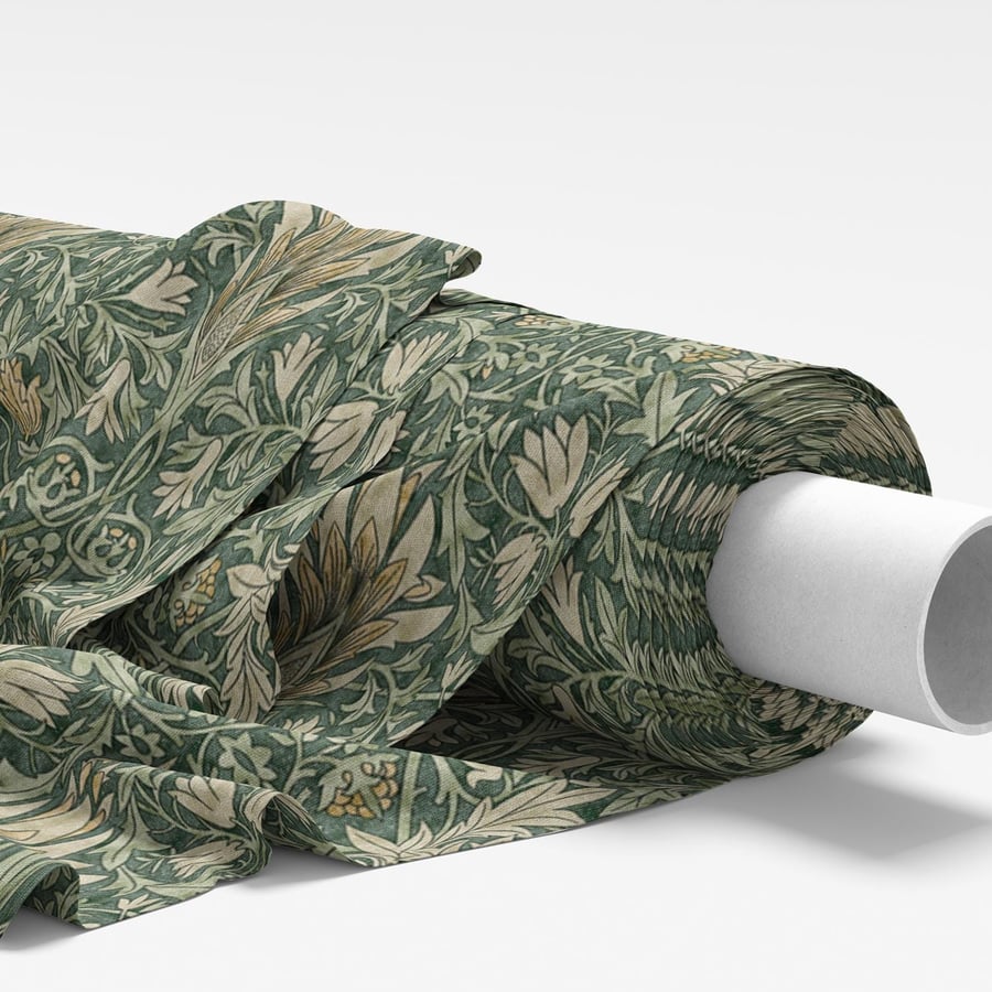 William Morris Fabric - Snakeshead Forest Green - Soft Furnishing Fabric