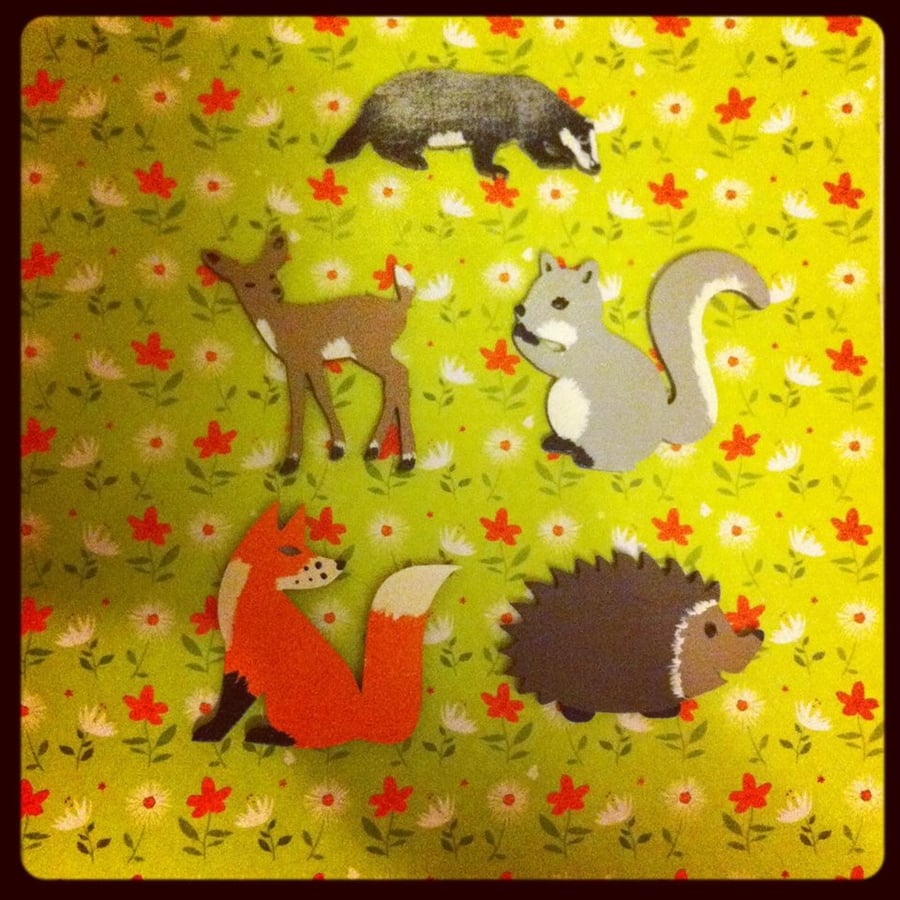 HALF PRICE Hand painted wooden DEER fawn brooch