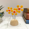 Fused Glass Happy Hippy Flowers (Yellow5) - Handmade Fused Glass Sculpture