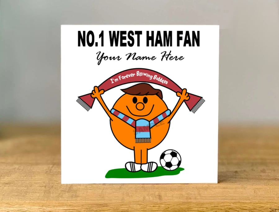 Personalised West Ham Fan Birthday Card, mum, dad, grandad, gran, son, daughter,