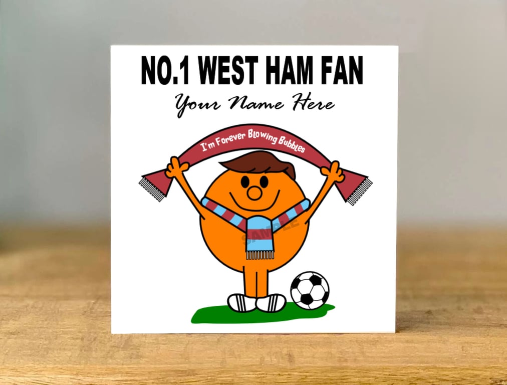 Personalised West Ham Fan Birthday Card, mum, dad, grandad, gran, son, daughter,