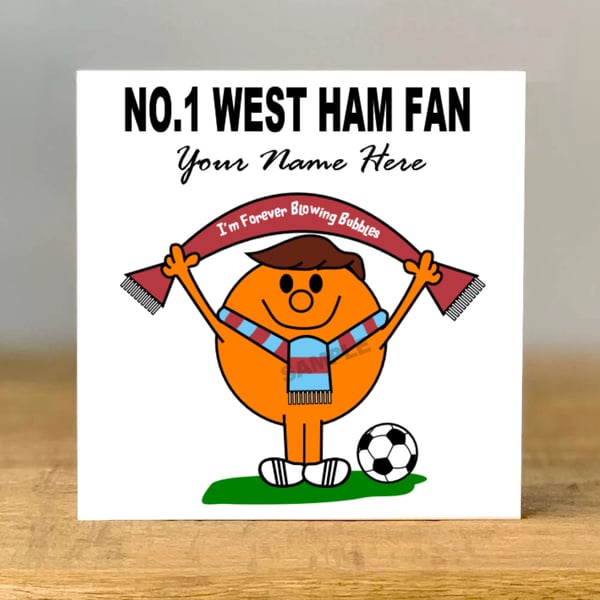 Personalised West Ham Fan Birthday Card, mum, dad, grandad, gran, son, daughter,