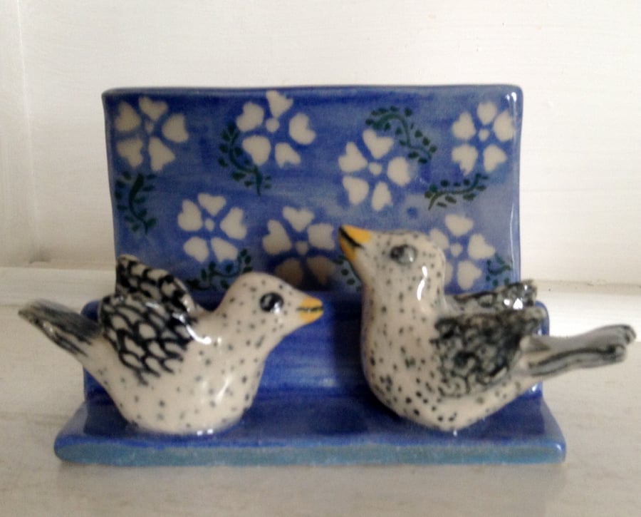 Business card holder in stoneware clay