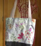 Pretty lined tote bag apprx 11" x 11" 