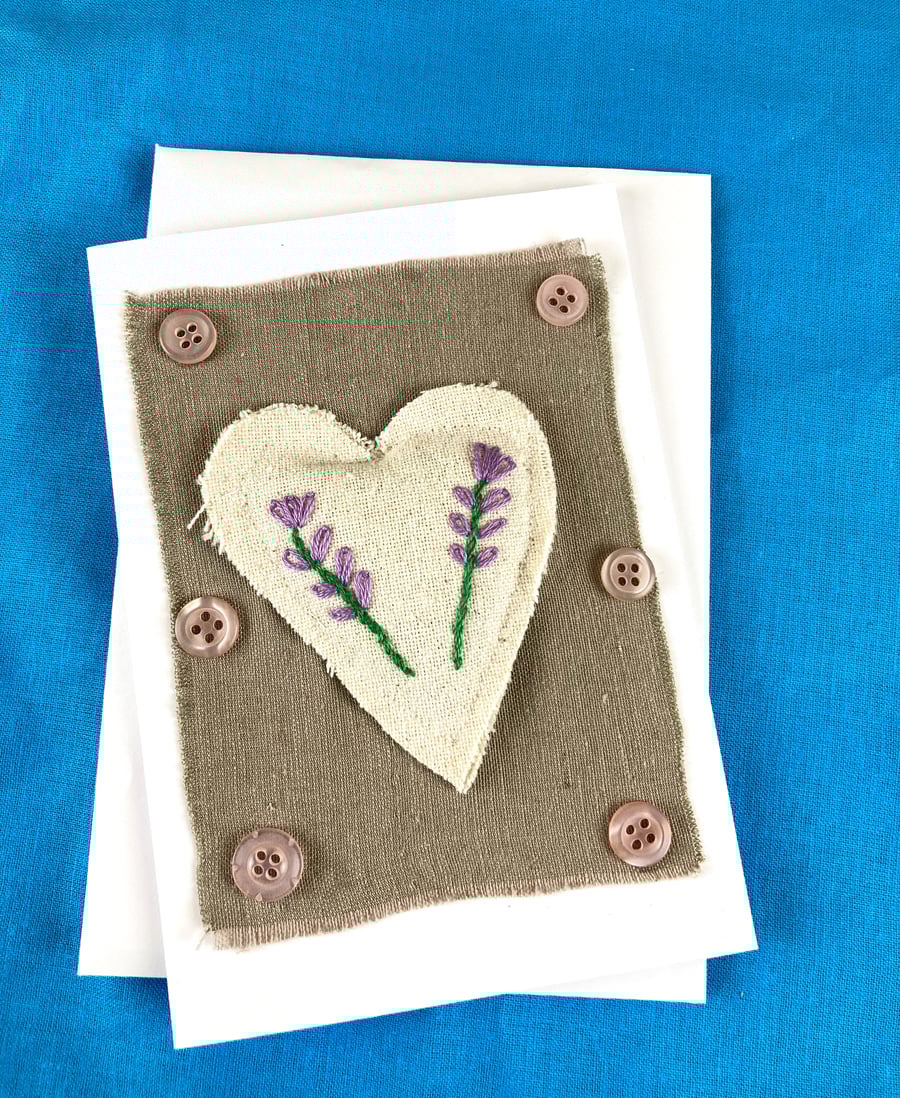 Heart card filled with lavender.