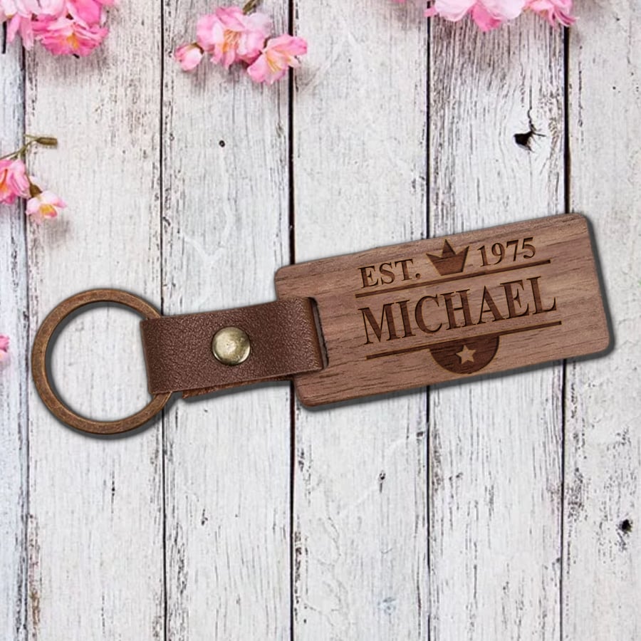 Personalised 50th Birthday Gift Boxed Keyring