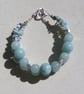 Aquamarine & Larimar Gemstone Crystal Beaded Bracelet "Caribbean Blues" - Image 7