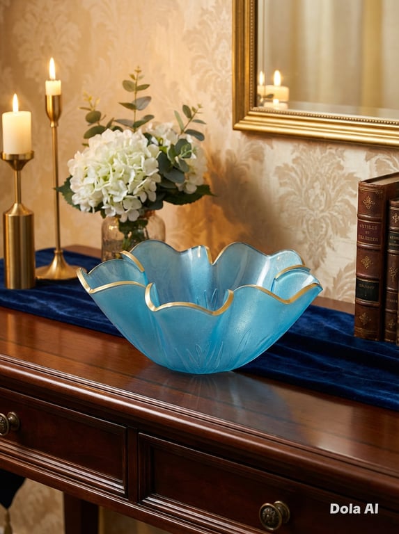 Sea Blue Epoxy Resin Handkerchief Style Bowl