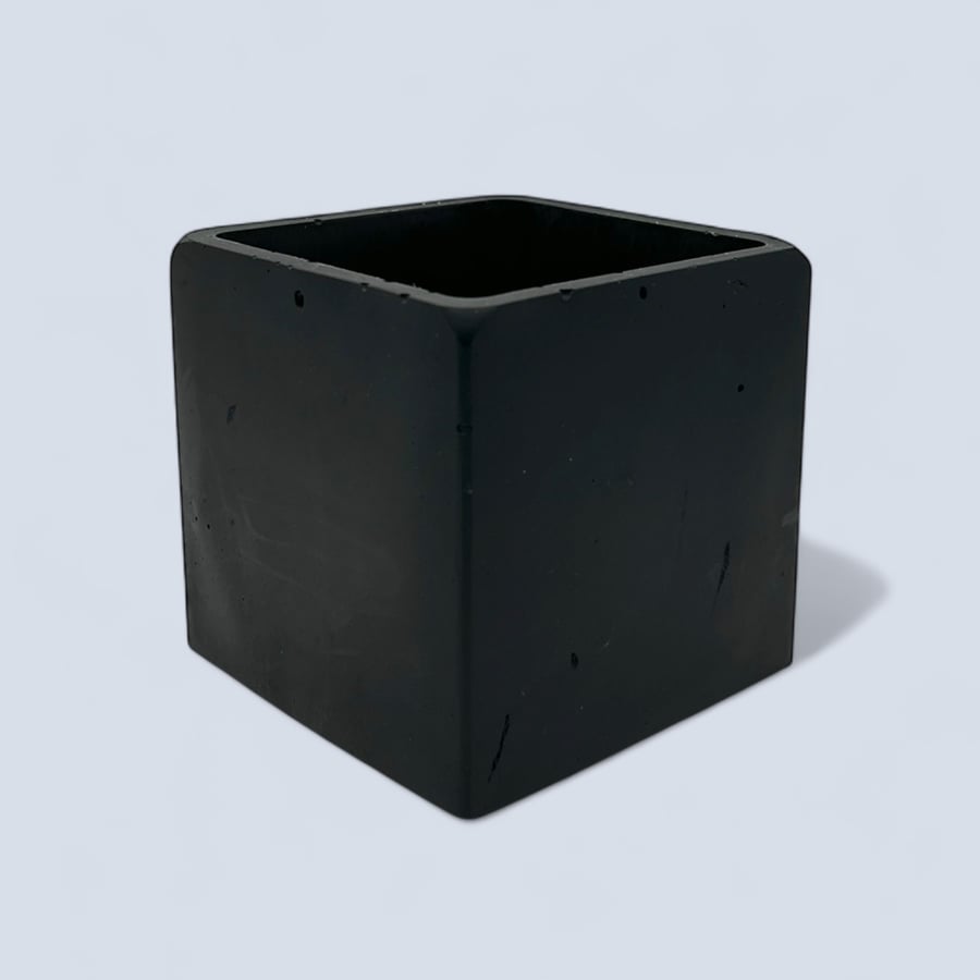 Black Plant Pot Cube - Square Pot Holder With Rounded Corners (cpp6)