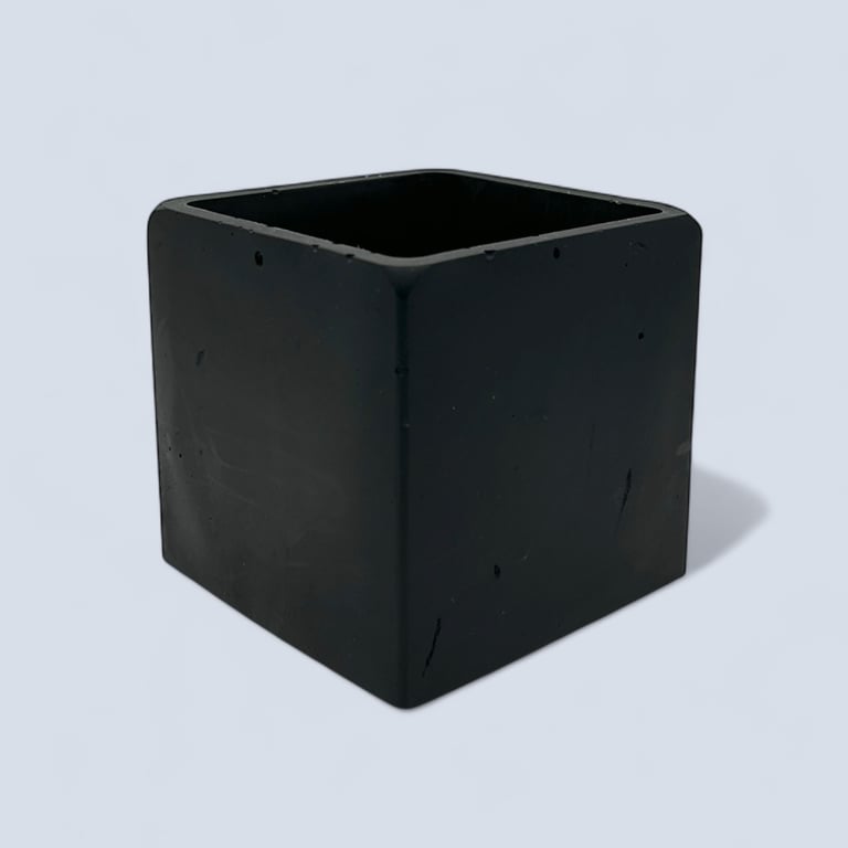Black Plant Pot Cube - Square Pot Holder With Rounded Corners (cpp6)