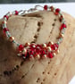 Berry Glow - Handcrafted Red & Gold Glass Pearl Cluster Bracelet - Image 5