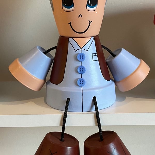 Grandad pot man - hand painted 
