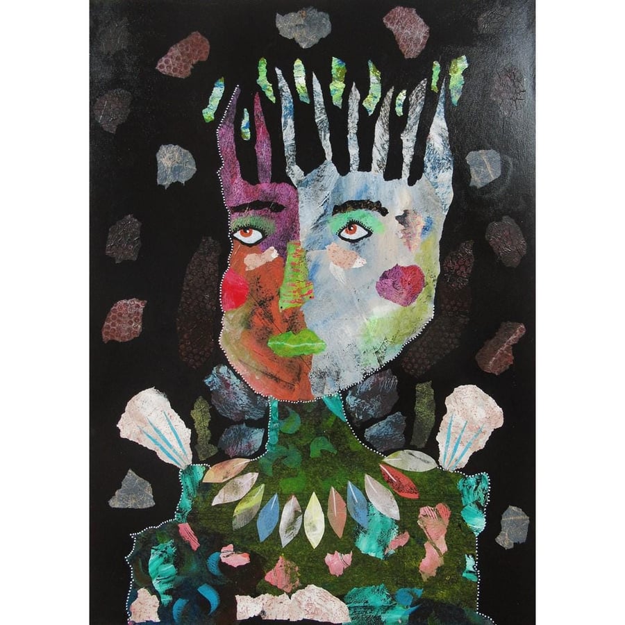 Large Statement Figure Painting Outsider Folk Art Portrait Figurative Artwork   