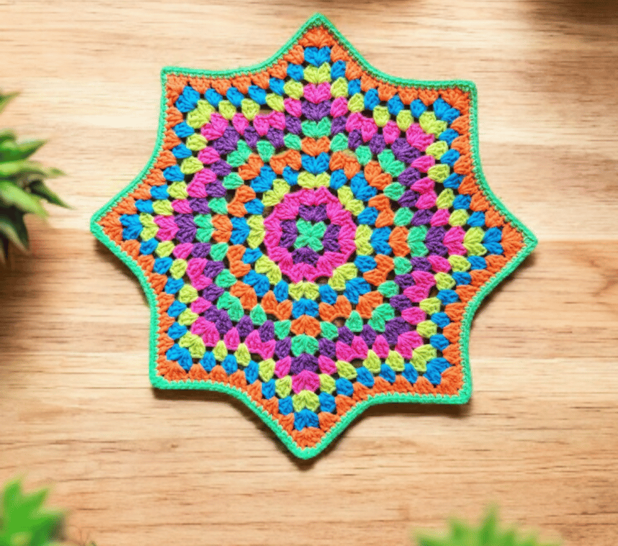 retro colourful granny star doily