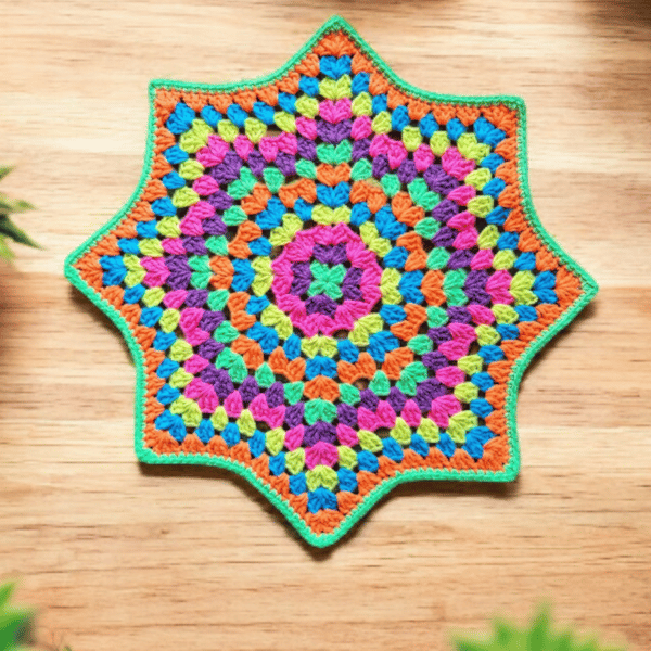 retro colourful granny star doily