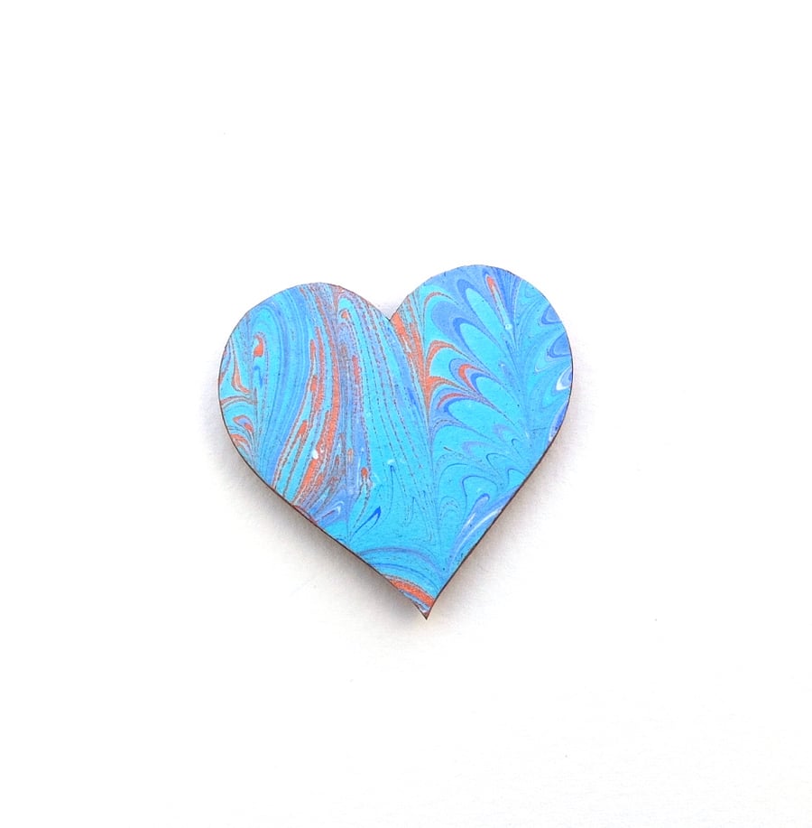 Pretty marbled paper heart fridge magnet
