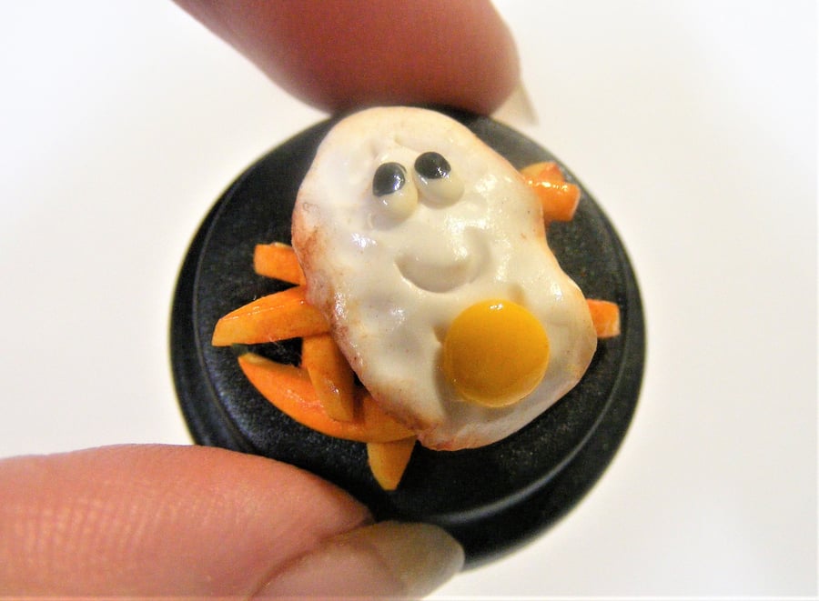 Pet Egg and chips, Retro food, Gift for him, Gift for her, Fried egg and chips