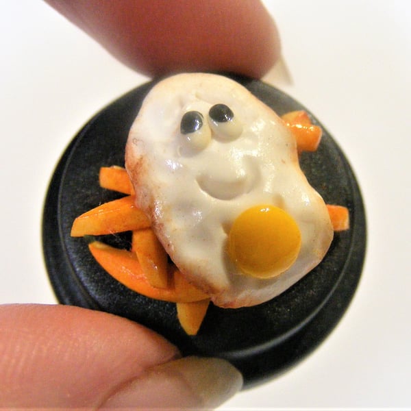 Pet Egg and chips, Retro food, Gift for him, Gift for her, Fried egg and chips