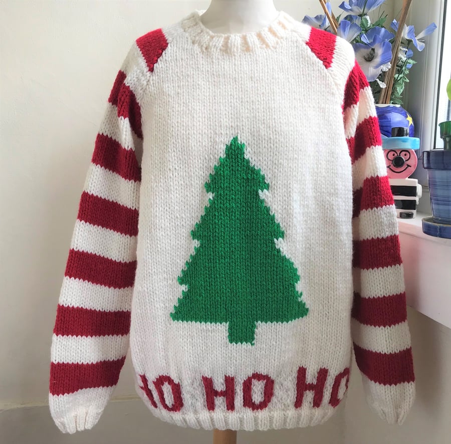 DR Ho Ho Ho Hand knitted Christmas Jumper